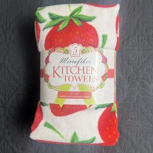 Microfiber Strawberry Design Print Kitchen Towels 5 Pack New 15x26”Home Kitchen